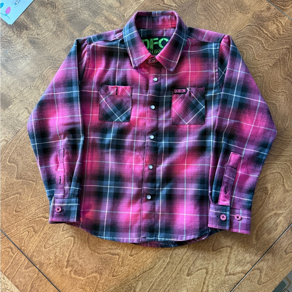 DIXXON Kids Vibrant Pink and Black Plaid Shirt